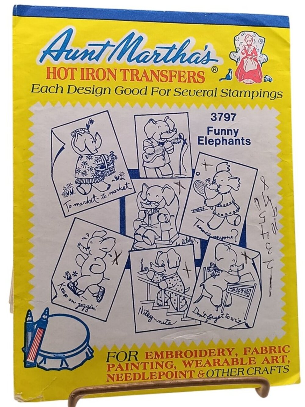 Vintage Aunt Marthas 3797 Funny Elephants Hot Iron Transfers For Crafts & Embroi